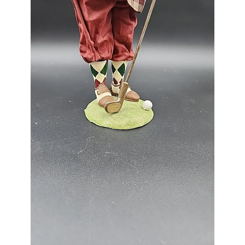 Vintage Golfer Santa Claus Figurine 12 Inch Plaid Jacket Christmas Decor Golfing